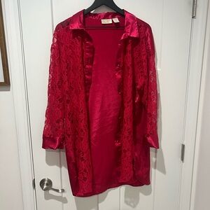 Victoria's Secret Sexy Red Lace Blouse Size Medium/ Large
